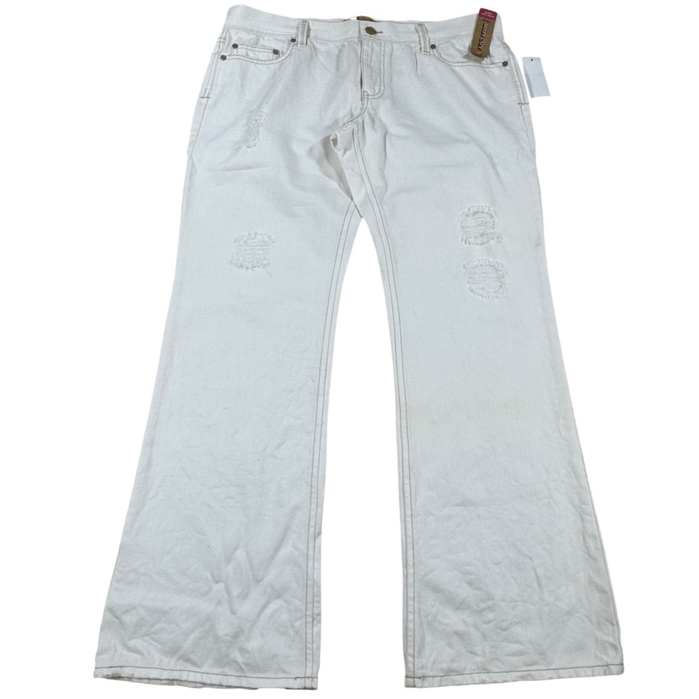Y2K Old Navy Ultra Low Waist‎ Bootcut Jeans Floral Embroidery Size 14 Boho